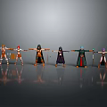 Game and Movie Characters 3D Models with Diverse Costumes Stretching Arms Standing Poses and Weapons
