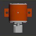 Orange And Silver Industrial Mechanical Component With Metal Housing And Base