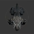 Fantasy Monster Character With Gray Fur Red Eyes And Humanoid Structure