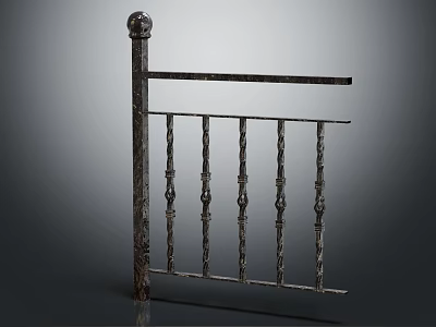 Elegant Decorative Metal Fence Design with Detailed Carved Spindles and Ornate Ball Top Posts 3d model