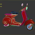 Red vintage motorcycle with black seat chrome details and retro classic design