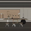Modern Natural Tea Room Interior With Wooden Shelves Tea Set Simple Stools And Decorative Ball