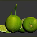 Fresh Green Limes With Whole And Sliced Pieces On Dark Surface