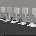 White Bathroom Accessories Including Squat Toilets Water Tanks Trash Bins And Toilet Brushes