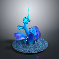 Colorful Cartoon Scene With Blue Flower Like Structure Purple Accents And Granular Base