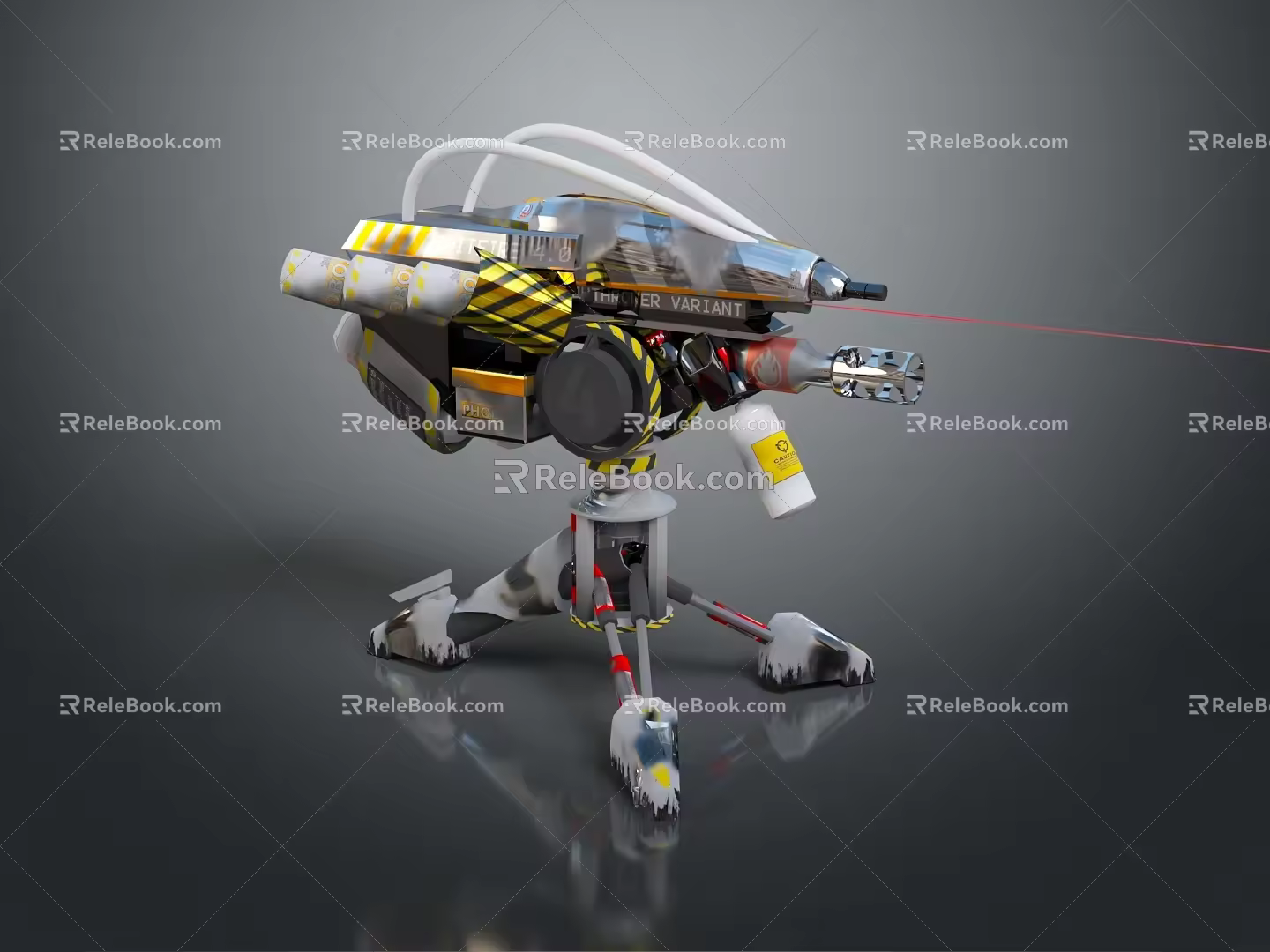 Turret Turntable Railgun Sci-fi Tower Defense Game Tower Defense Sci-fi Turret Game Turret Game Battery 3d model
