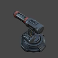 Mechanical Weapon with Gray Red Metal Design Spring Holes and Circular Base Details