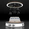 Modern Circular Display Shelves With Top LED Ring Light And Open Book Showcase Platform 3d model
