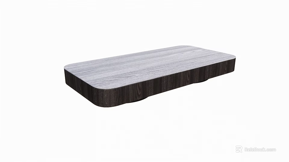 Rectangular Coffee Table With Light Wood Grain Top And Dark Simple Base Design 3d model