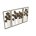 Three Panel Metallic Flower Wall Decor With Beige Frames And Elegant Design 3d model