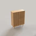 Minimalist Modern Light Wood Wardrobe with Louvered Doors and Slim Legs Structure