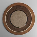 Brown and Beige Circular Woven Rug with Layered Ring Patterns for Home Decor