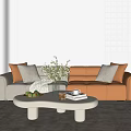 Modern Sofa Combination Sofa Coffee Table Cream Style Sofa 3d model