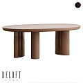 Modern Brown Oval Dining Table With Cylindrical Legs And Sleek Surface