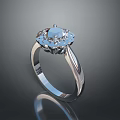 Elegant Silver Ring With Blue Gemstone And Decorative Design For Daily Use