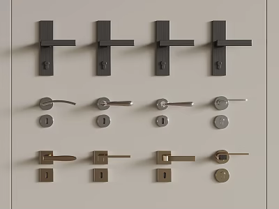 Various Door Handles And Locks With Different Styles For Home Hardware 3d model
