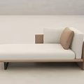 Modern Chaise Lounge Interior With White Upholstery Brown Accent Wooden Frame Black Legs