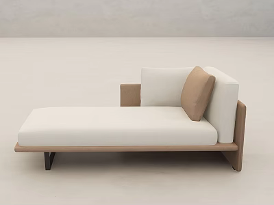 Modern Chaise Lounge Interior With White Upholstery Brown Accent Wooden Frame Black Legs 3d model