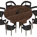 Wind Dining Table and Chair Combination Round Table 3d model