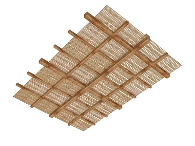 Wooden Grid Pattern Ceiling Design With Natural Texture For Modern Interiors 3d model