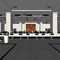 Spacious Administrative Service Hall Interior With Service Counters Computers And Waiting Chairs