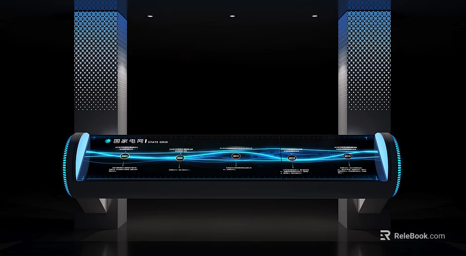 Modern Functional Desk With Blue LED Lighting And Smart Control Surface 3d model 