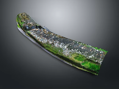 Wooden And Stone Curved Landscape Decor With Mossy Surface And Natural Textured Details 3d model