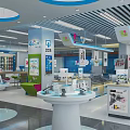 Modern Digital Store Interior With Smartphones Accessories Display Counters And Bright Lighting 3d model