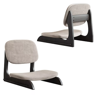 Modern Leisure Chair With Light Fabric Seat Backrest And Dark Wooden Frame Design 3d model