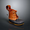 Orange and Black Leather Ankle Boots with Rubber Sole Laces and Stitching