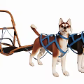 Toy Reptile Pulling Sleigh Model With Brown Sleigh And Blue Harness