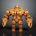 Brick Constructed Giant Creature Character With Detailed Block Structure In 3D Render 3d model