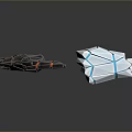 Geometric Animal Shaped 3D Models With Yellow And Blue Line Decorations On Dark Background