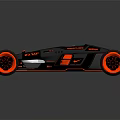 Futuristic Black Racing Car With Red Neon Lights And Aerodynamic Design