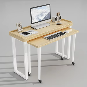 Modern Desk Nordic Desk Letter Desk Pull-out Combination Desk Movably Desk Universal Wheel 3d model