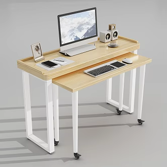 Modern Desk Nordic Desk Letter Desk Pull-out Combination Desk Movably Desk Universal Wheel 3d model