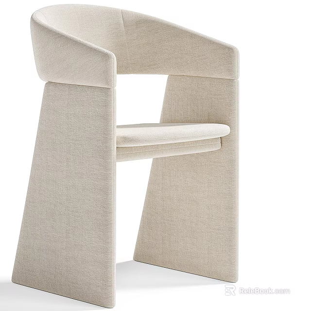 Modern Beige Upholstered Leisure Chair With Armrest And Stylish Design 3d model 