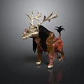 Legendary Mythical Creature With Majestic Antlers Long Dark Fur And Vibrant Red Brown Body