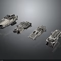 Futuristic Silver Metallic Concept Vehicles With Sci Fi Design On Dark Background 3d model