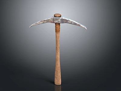 Heavy Duty Pickaxe Tool With Metal Head And Wooden Handle For Mining 3d model