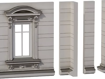 Ornate Classical Casement Window Design For Building Exterior With Stone Finish 3d model
