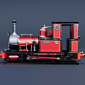 Vintage Red Steam Train With Black Chimney And Retro Design On Tracks