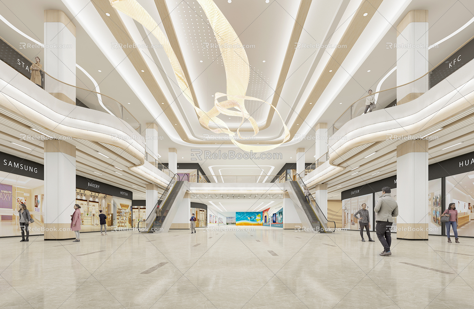 Modern Mall Shopping Center Foyer 3d model