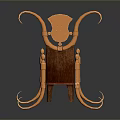 Ornate Classic Wooden Chair With Carved Backrest Red Upholstered Seat And Gold Curved Accents