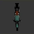 Vintage Teal Motorcycle With Red Seat Black Frame And Chrome Details