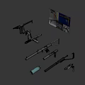 Various Types of Metal Weapons Featuring Barrels Handles and Unique Structural Designs