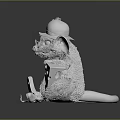 Game and Movie Character 3D Model Mouse Wearing Hat With Flower and Glasses Holding Cheese