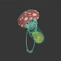 Mushroom Shaped Decor Red Cap With White Spots Green Base Brown String Red Bead Decorations