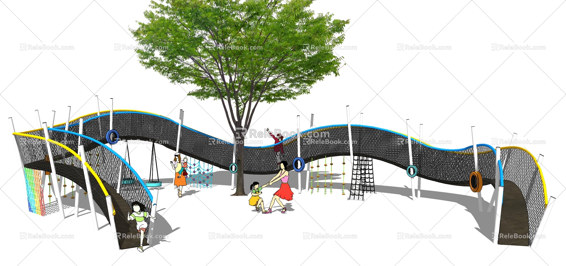 Children's wooden bridge Modern play equipment model