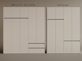 Simple Wardrobe Drawer Flat with Door Wardrobe Misplaced Golden Ratio Wardrobe 3d model